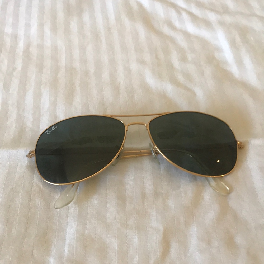 Ray-Ban Aviator Sunglasses gold trim black lenses